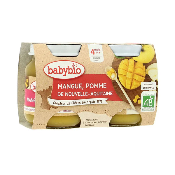 Babybio Pot mangue pomme 2X130gr - Produit bébé Kidilo disponible sur kidilo.ma, site officiel au Maroc