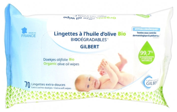 Lingettes à l’huile d’olive Bio - Gilbert - Produit bébé Kidilo disponible sur kidilo.ma, site officiel au Maroc