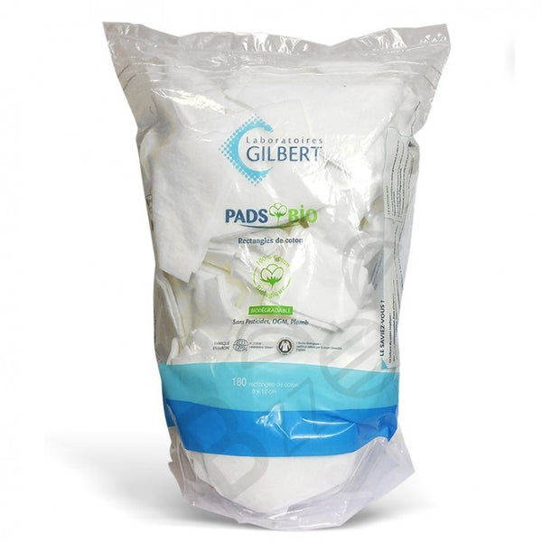 Gilbert - Rectangles de Coton Pads Bio 8 x 10 cm - 180 unités - Produit bébé Kidilo disponible sur kidilo.ma, site officiel au Maroc