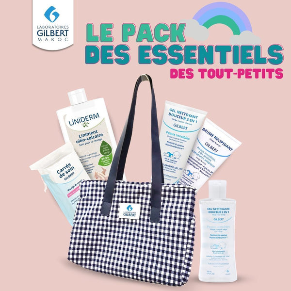 Gilbert : Pack essentiel nouveau né avec sac offert - Produit bébé Kidilo disponible sur kidilo.ma, site officiel au Maroc