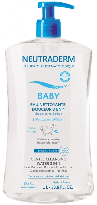 Neutraderm Baby Eau nettoyante douceur 3en1 / 1L- Gilbert - Produit bébé Kidilo disponible sur kidilo.ma, site officiel au Maroc