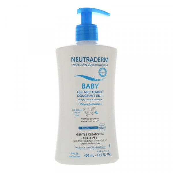 Neutraderm Baby Gel nettoyant douceur 3en1/ 400ml - Gilbert - Produit bébé Kidilo disponible sur kidilo.ma, site officiel au Maroc
