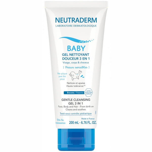 Neutraderm Baby Gel nettoyant douceur 3en1  200ml - Gilbert - Produit bébé Kidilo disponible sur kidilo.ma, site officiel au Maroc