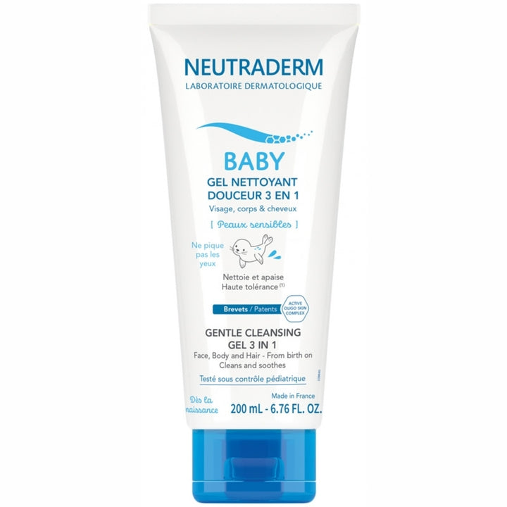 Neutraderm Baby Gel nettoyant douceur 3en1  200ml - Gilbert - Produit bébé Kidilo disponible sur kidilo.ma, site officiel au Maroc