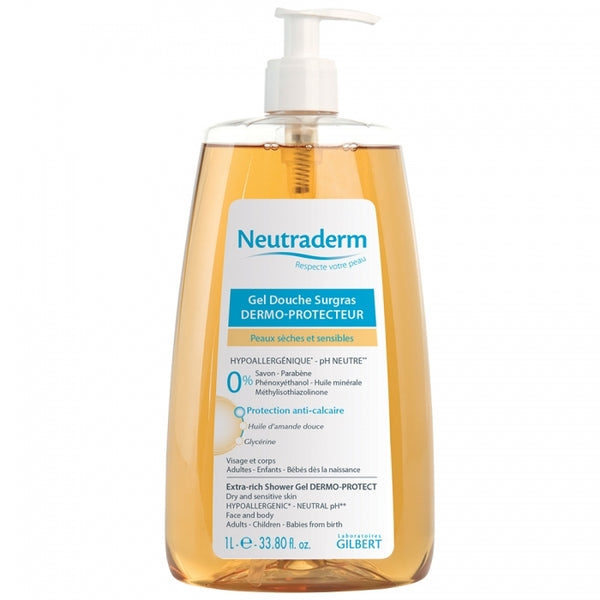 Neutraderm Gel douche surgras dermo-protecteur 1L - Gilbert - Produit bébé Kidilo disponible sur kidilo.ma, site officiel au Maroc